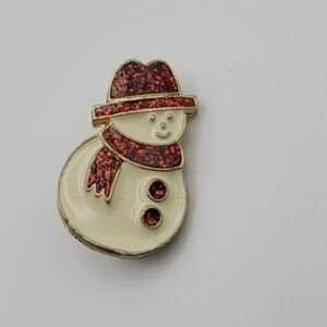 Vintage Enamel Snowman Brooch